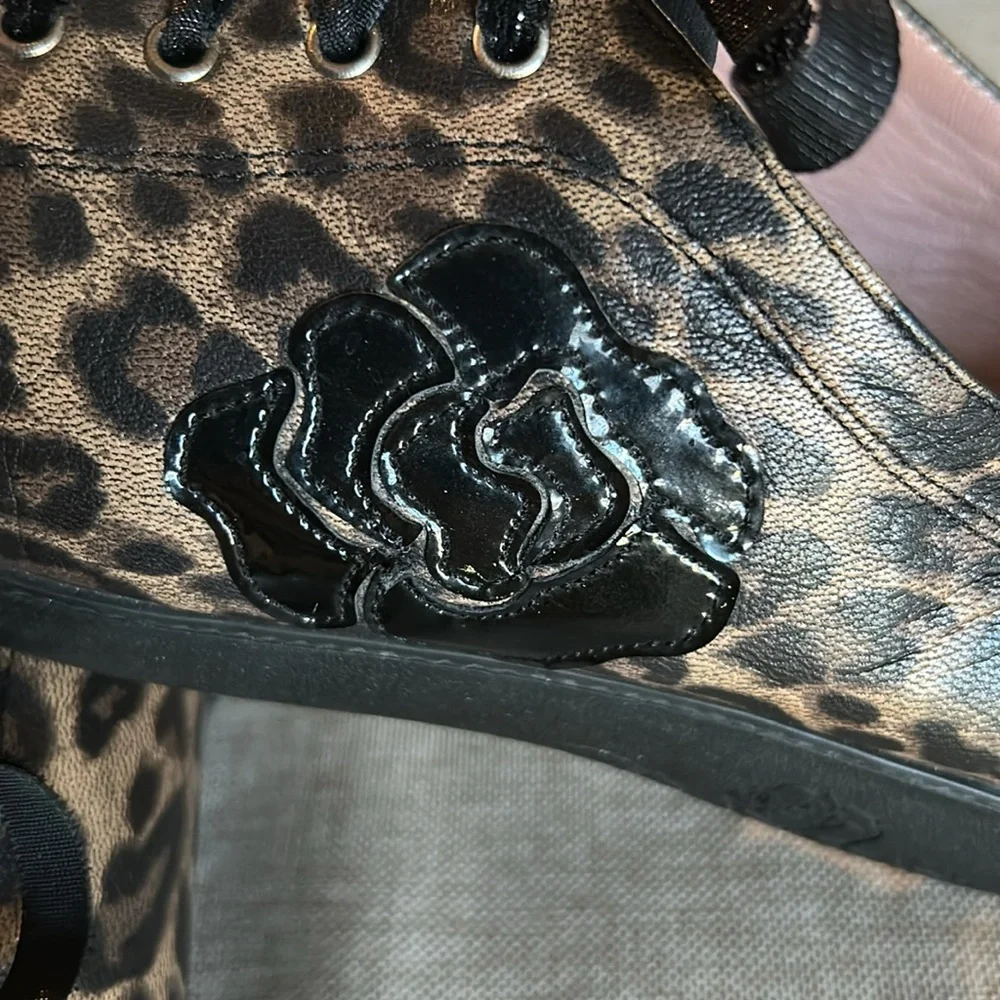 Beautiful Animal Print Leather/ Black Patent Sneakers 39 Excellent Condition - Picture 6 of 9